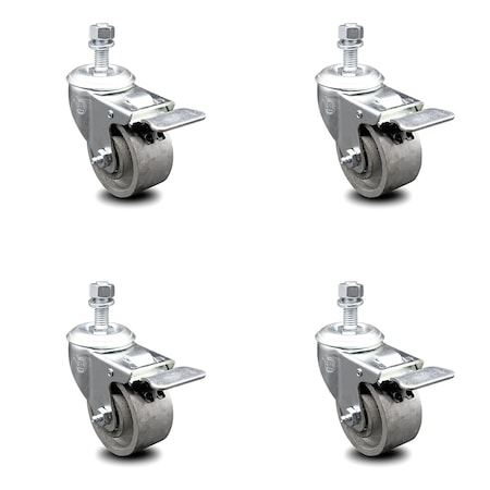 Service Caster 3 Inch Semi Steel Swivel 12mm Stem Caster Set with Total Lock Brake SCC SCC-TSTTL20S314-SSS-M1215-4